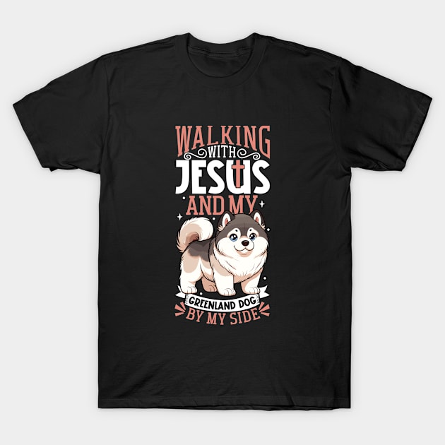 Jesus and dog - Greenland Dog T-Shirt by Modern Medieval Design